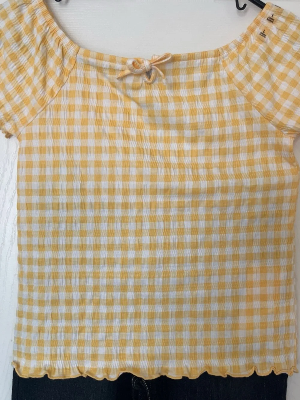 Levi's Dark Blue Jeans with Yellow Gingham Top